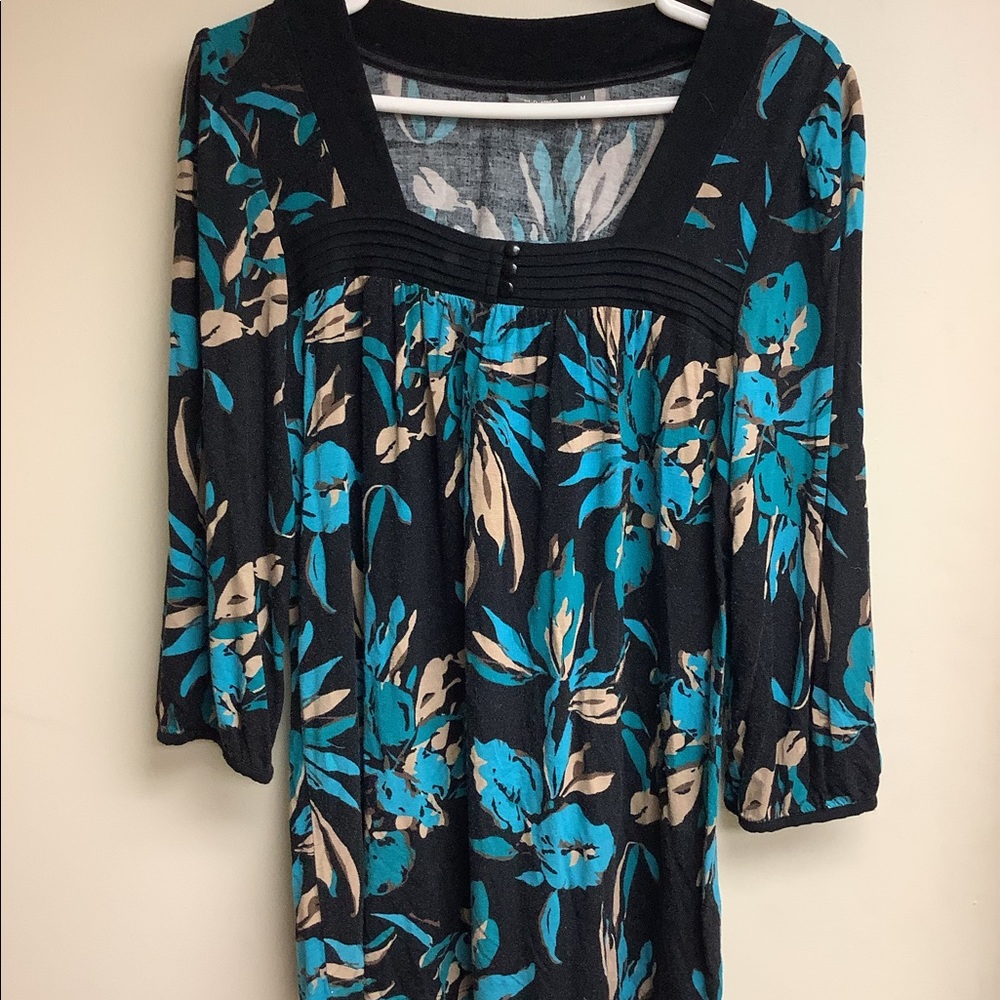 Apt. 9 stretch 3/4-sleeve flowy, floral blouse